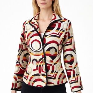 Vintage Khangura Textured Woven Jacquard Artsy Jacket Abstract Blazer Size L